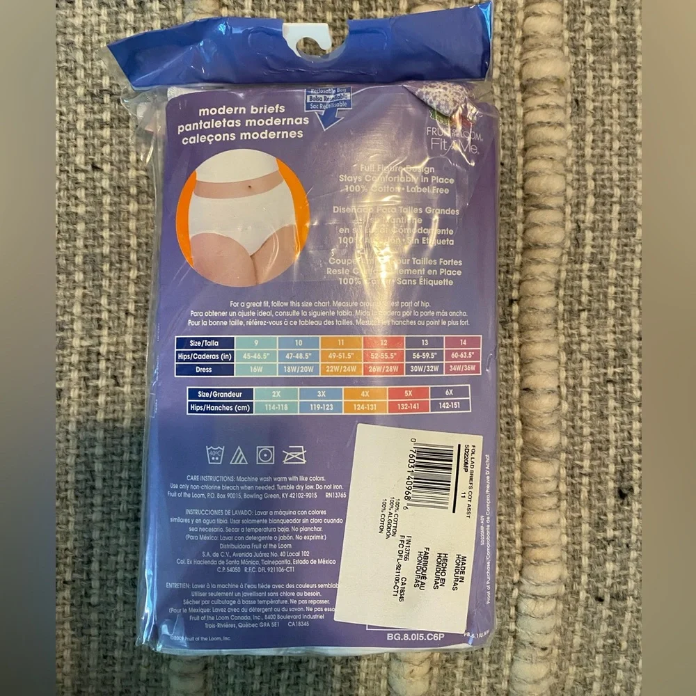 Fruit of the Loom Women's Plus Size Panties - Multicolor Pack Size 4X